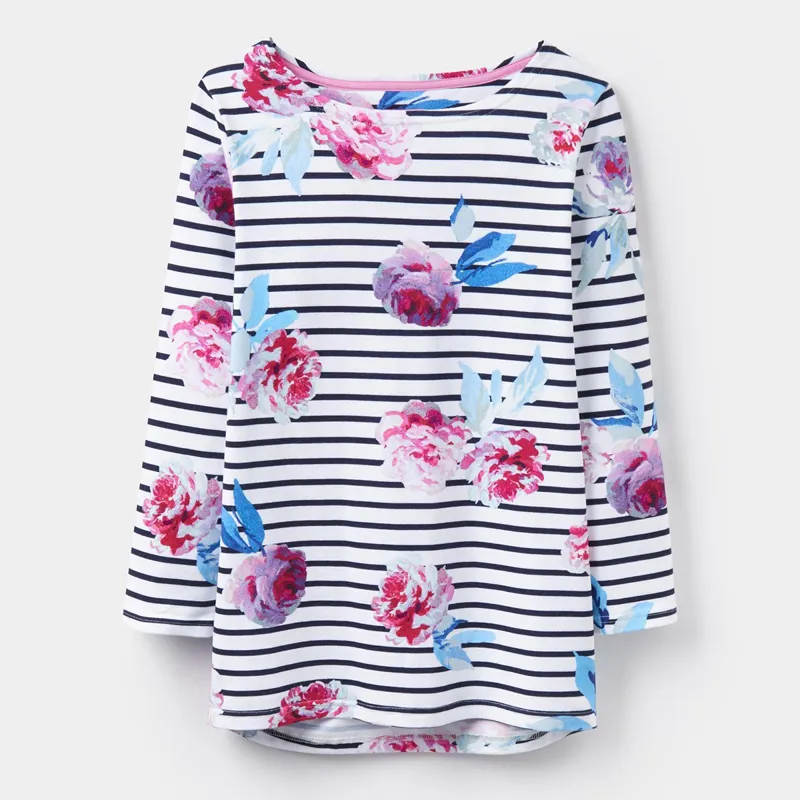 Joules Harbour Print Jersey Top - Navy Beau Bloom Stripe